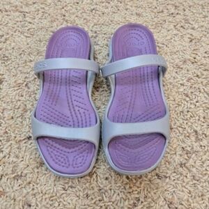 Crocs Cleo Purple and Silver Sandals Size 7 NWOT